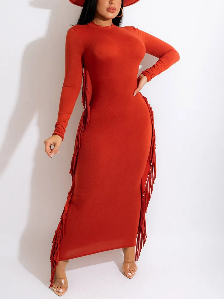 Casual Fringe Maxi Dress