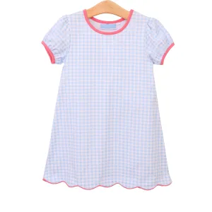 CECILIA DRESS IN LIGHT BLUE GINGHAM/PINK