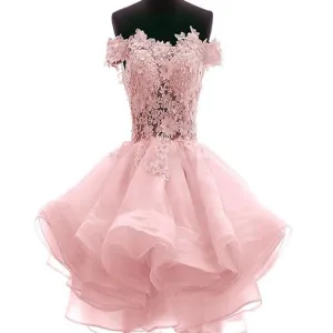 Charming popular lace off shoulder different color lovely unique homecoming prom dress,BD0085