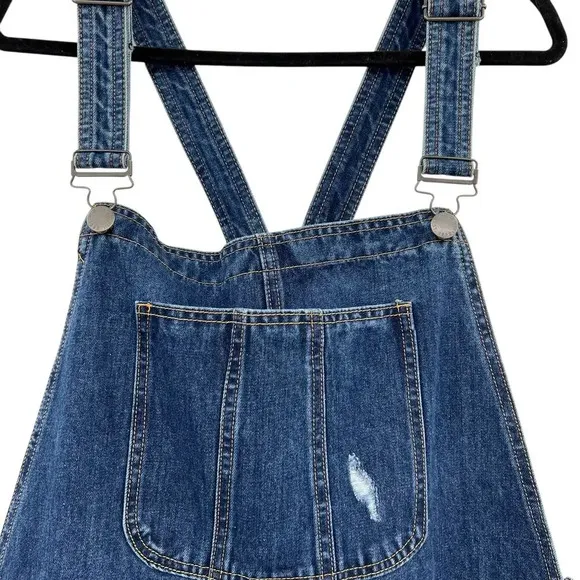 City Chic Short Ripped Overalls Dark Denim Shorterall Plus Size 18
