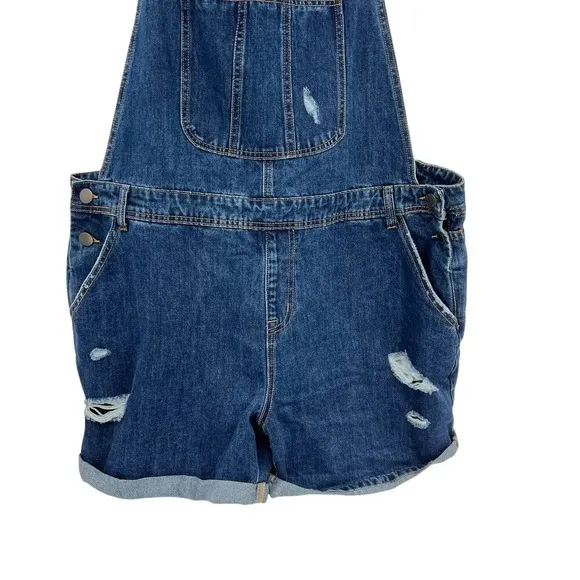 City Chic Short Ripped Overalls Dark Denim Shorterall Plus Size 18