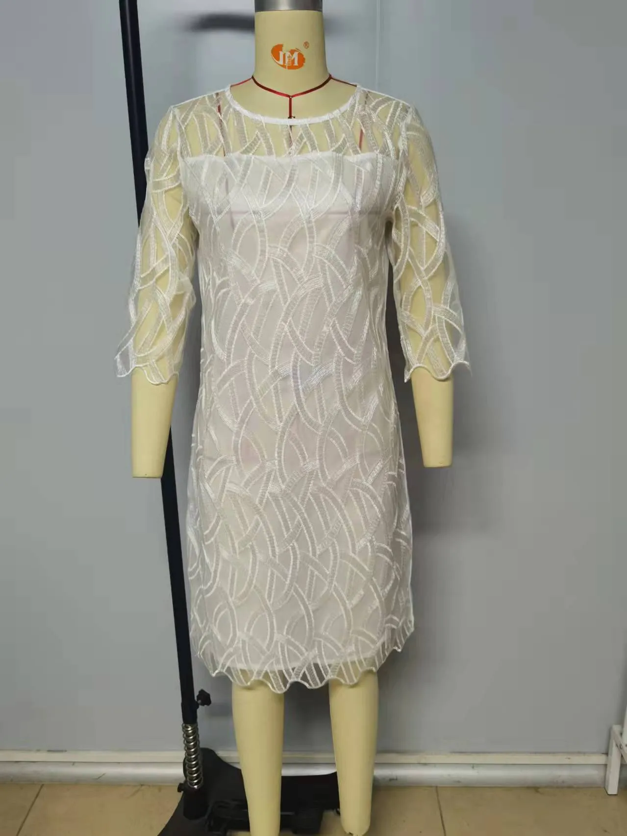CityHottie - Fashion Trends Embroidered Dress Half Sleeve Casual Dress Sexy See-through Patchwork Lace Party Dress Women Fashion O Neck Loose Pullover Dress