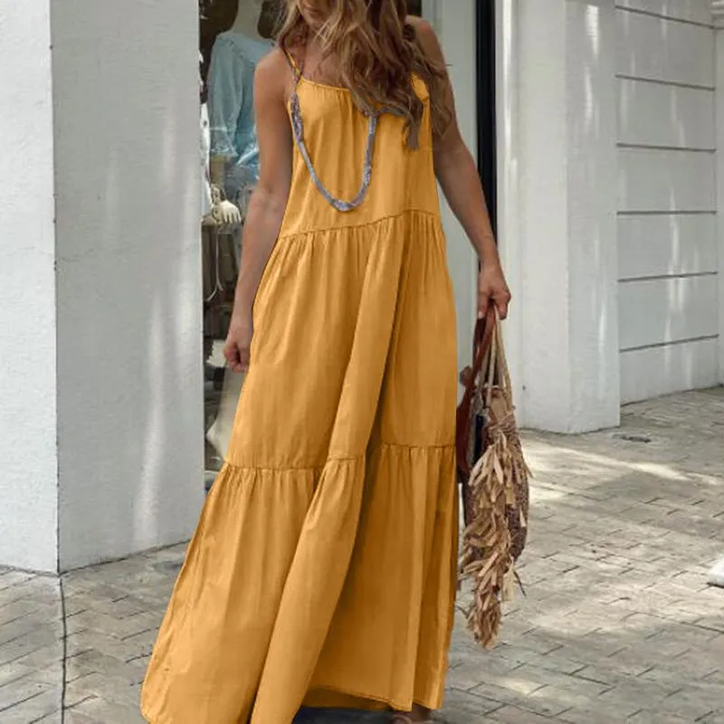CityHottie - Women's Sundress Summer Bohemian Spaghetti Strap Maxi Long Dress ZANZEA Sexy Party Beach Vestidos Casual Dresses Femme Robe