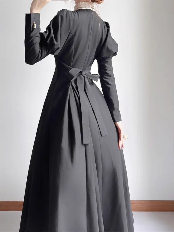 Classical Lolita Dress Polyester Ruffles Lolita Dresses Long Sleeves Classic Black