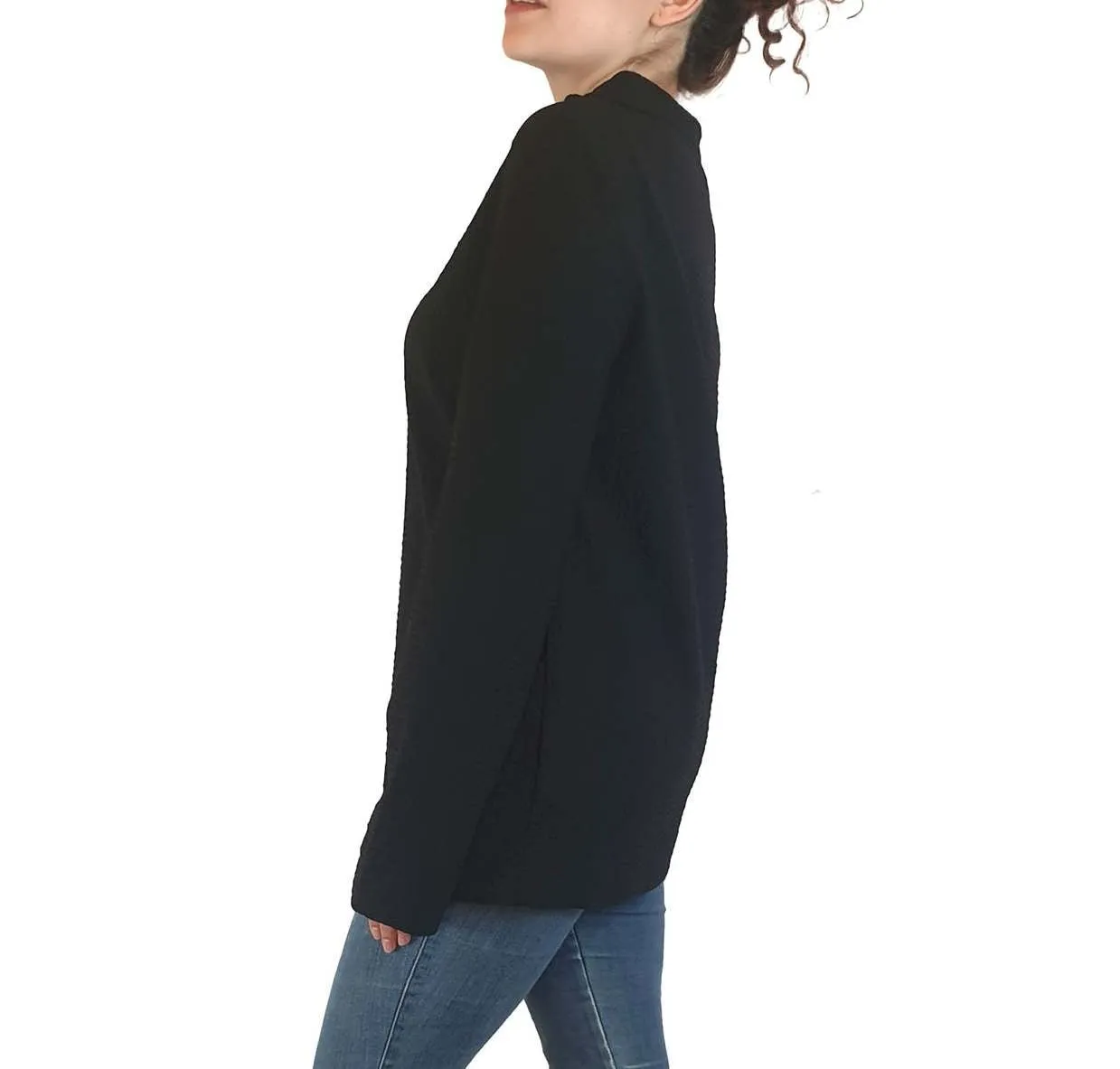 Cos black wool long sleeve high neck top size S