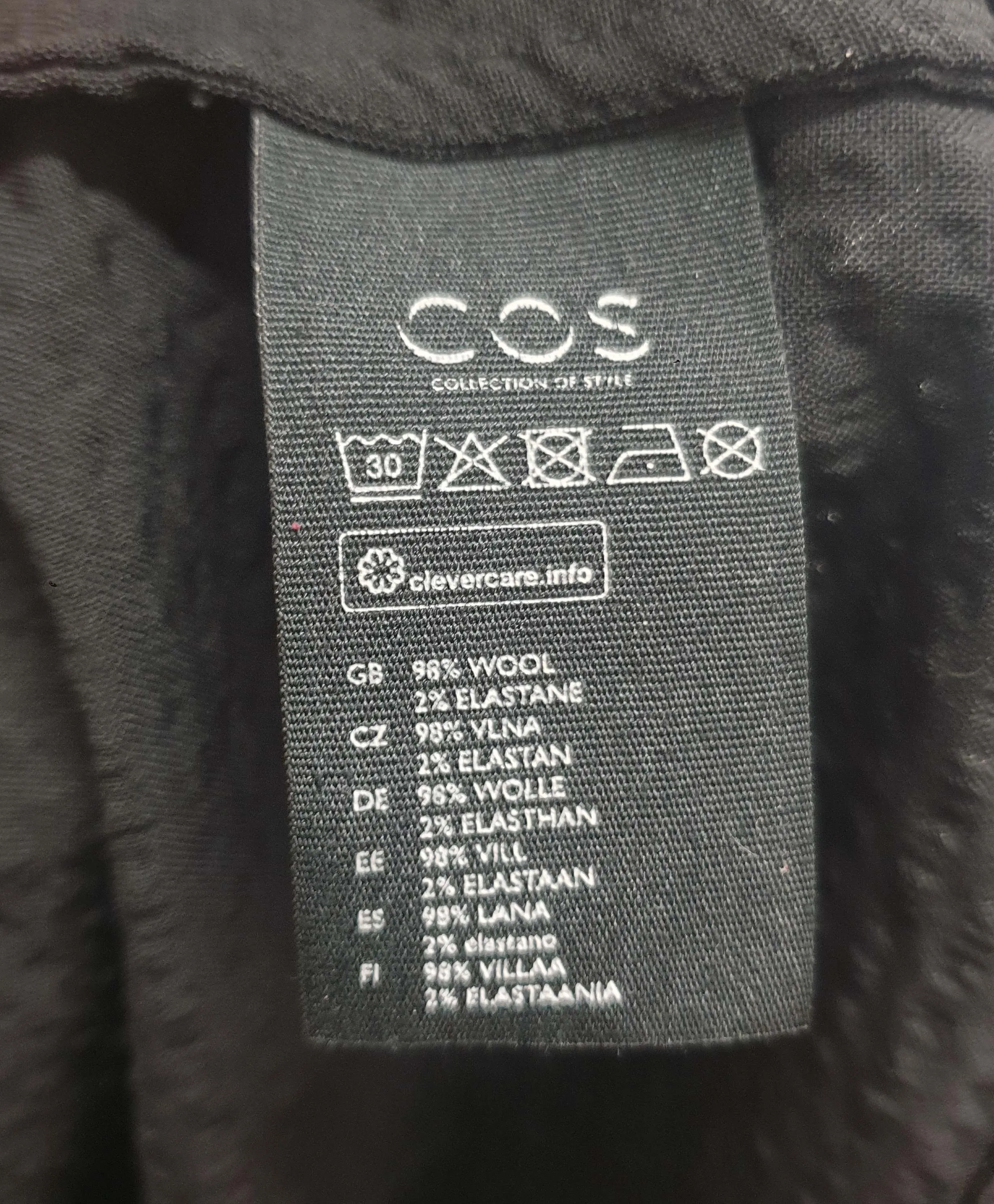 Cos black wool long sleeve high neck top size S
