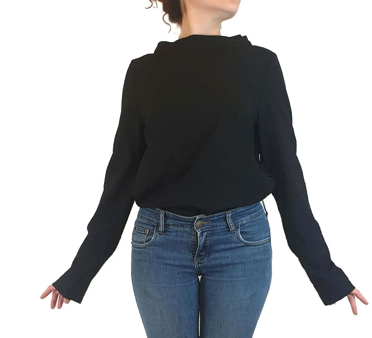 Cos black wool long sleeve high neck top size S