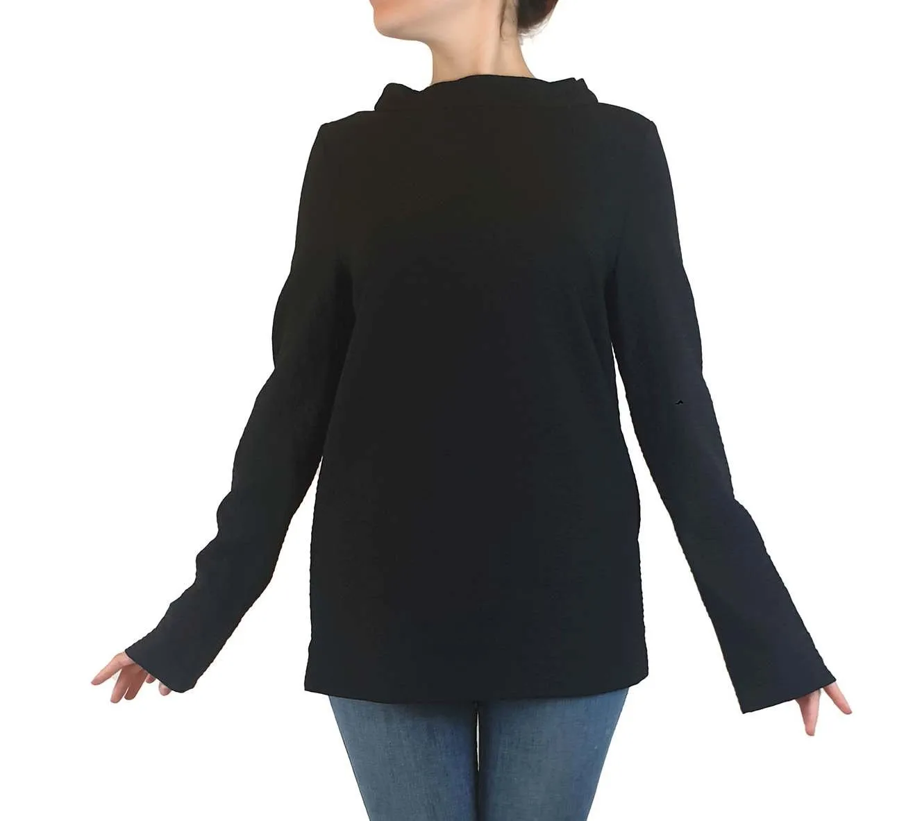 Cos black wool long sleeve high neck top size S