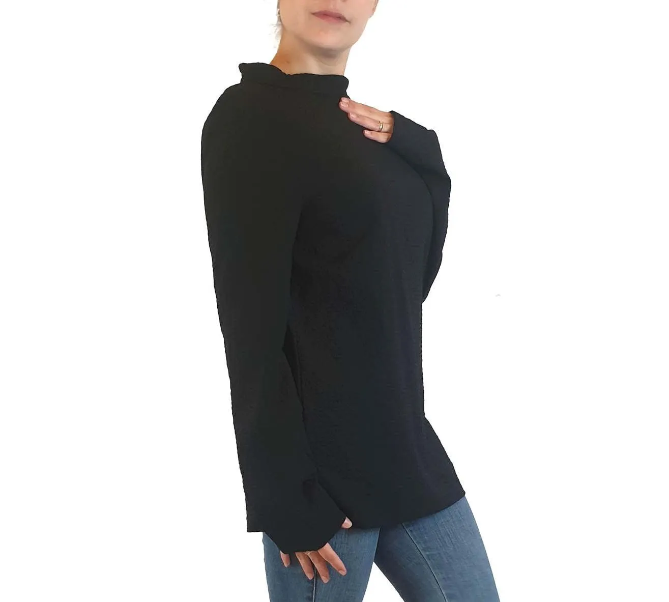 Cos black wool long sleeve high neck top size S