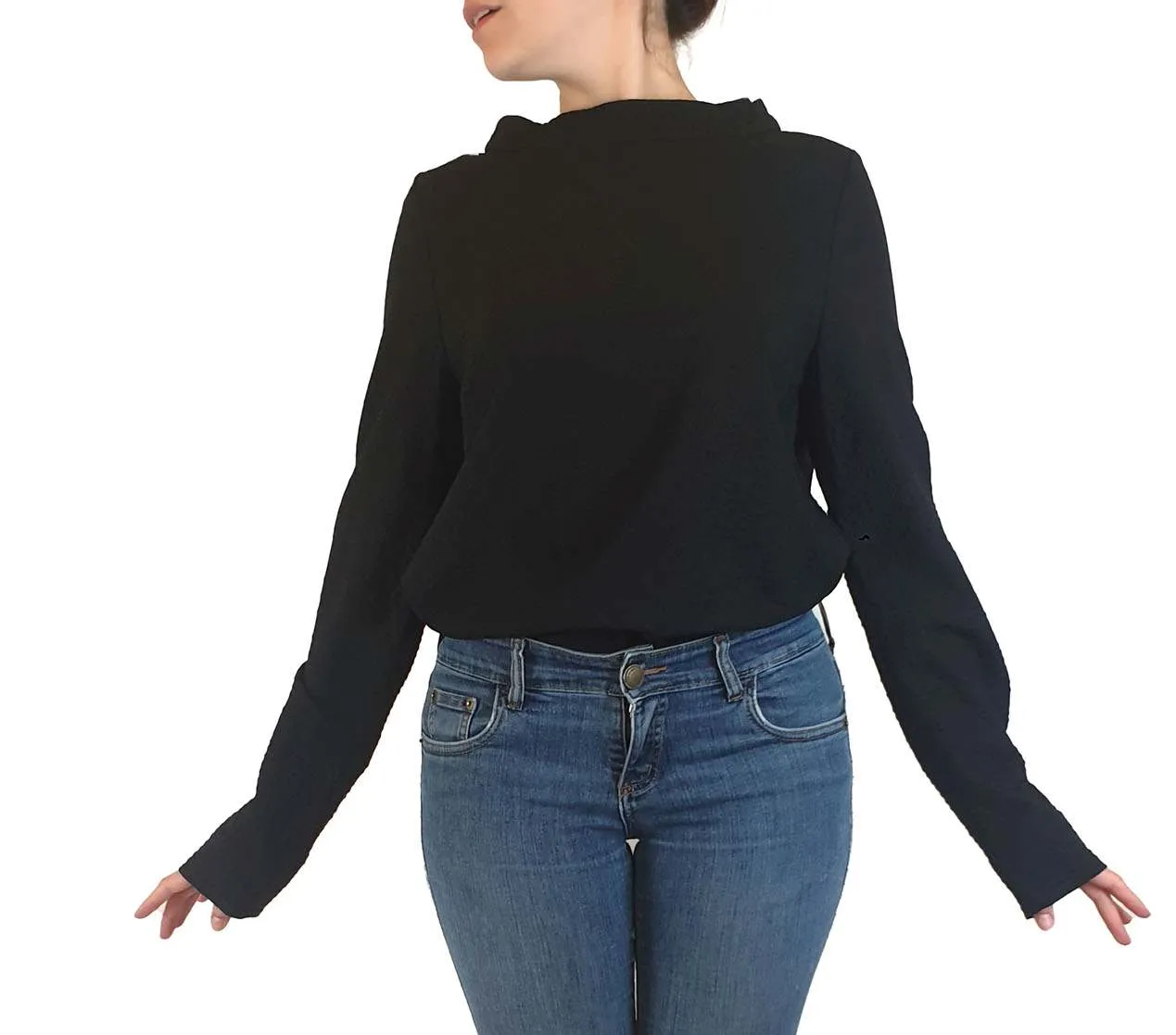 Cos black wool long sleeve high neck top size S