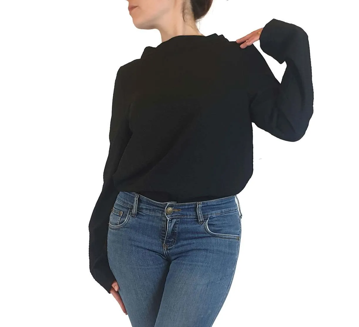 Cos black wool long sleeve high neck top size S