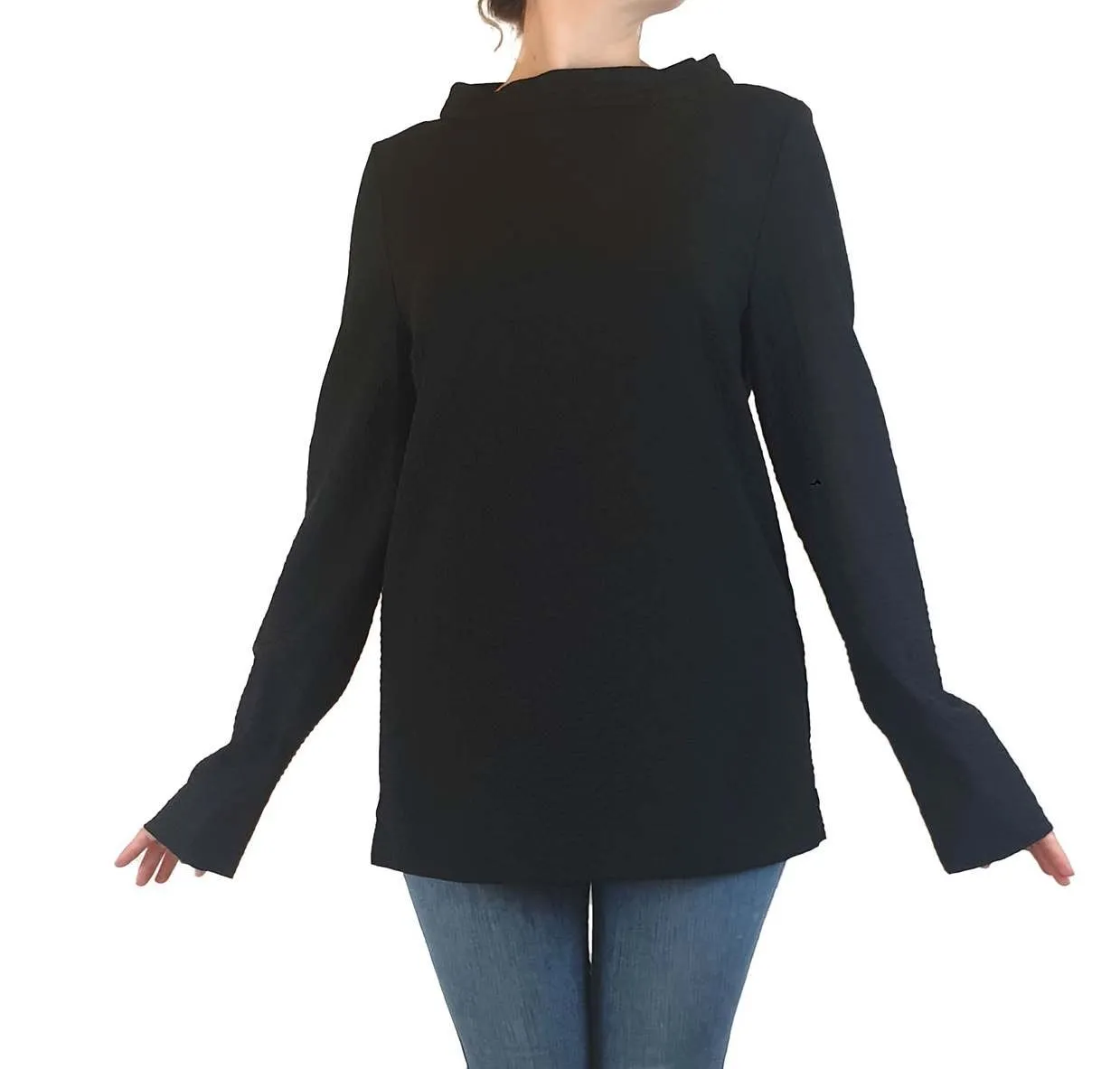 Cos black wool long sleeve high neck top size S