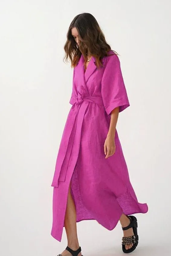 Cotton and linen long skirt A-line maxi dress