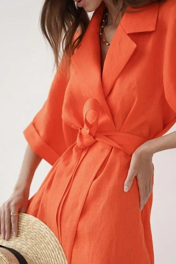 Cotton and linen long skirt A-line maxi dress