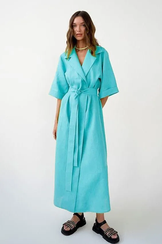Cotton and linen long skirt A-line maxi dress