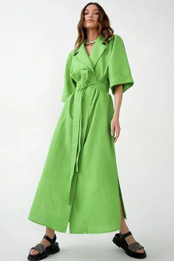 Cotton and linen long skirt A-line maxi dress