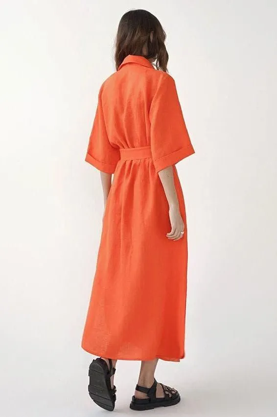 Cotton and linen long skirt A-line maxi dress