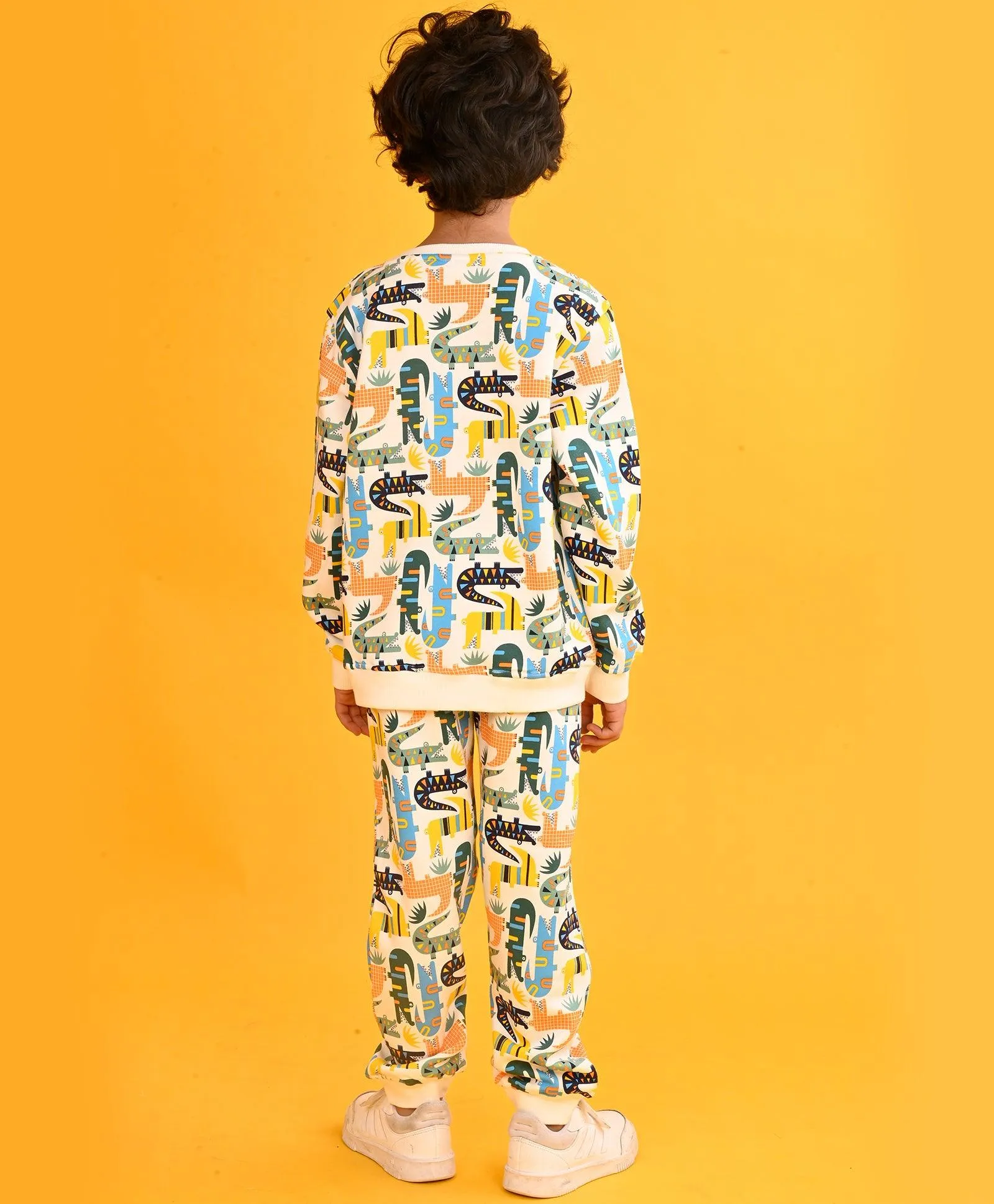 CROCODILE BOYS SWEATSHIRT FLEECE JOGGER SET - WHITE