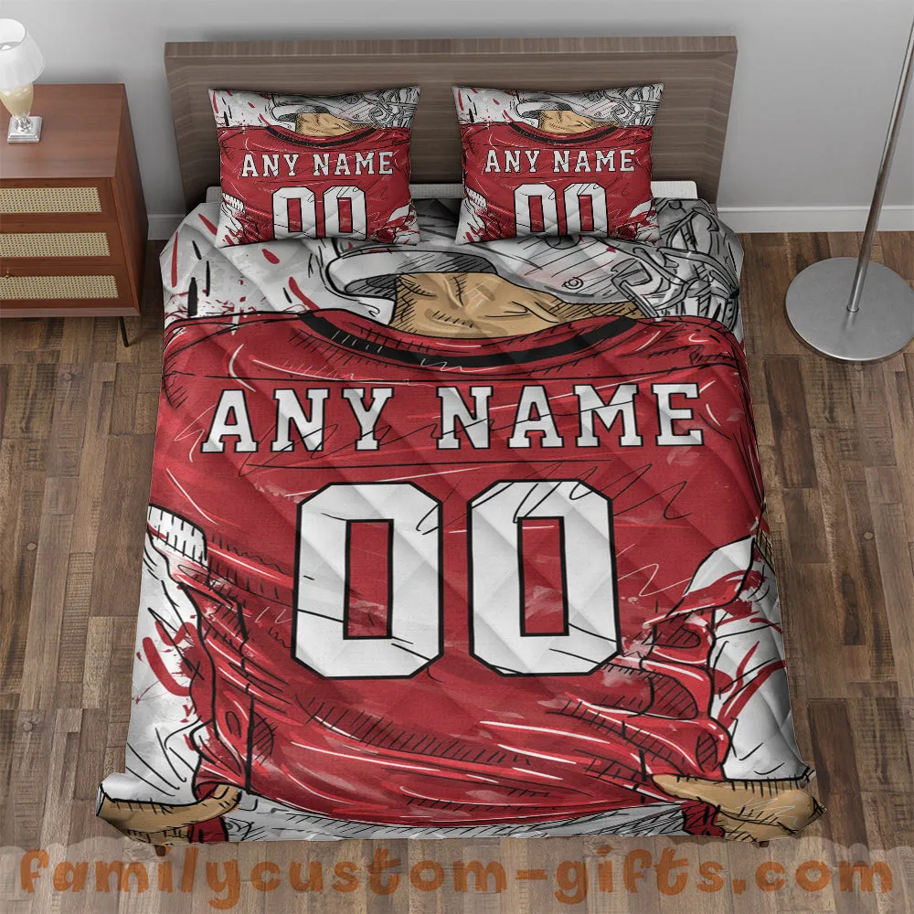 Custom Quilt Sets Arizona Jersey Personalized Football Premium Quilt Bedding for Men Women