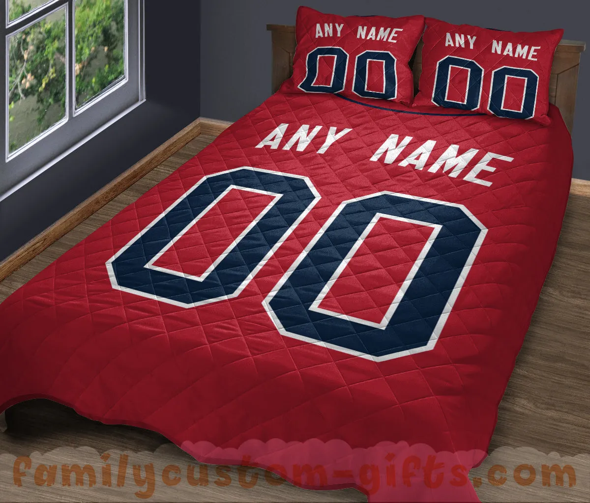 Custom Quilt Sets Atlanta Jersey Personalized Baseball Premium Quilt Bedding for Boys Girls Men Women