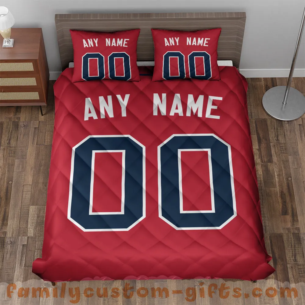 Custom Quilt Sets Atlanta Jersey Personalized Baseball Premium Quilt Bedding for Boys Girls Men Women