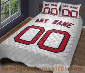 Custom Quilt Sets Boston Jersey Personalized Baseball Premium Quilt Bedding for Boys Girls Men Women