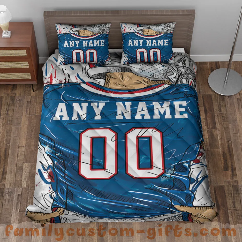 Custom Quilt Sets Buffalo Jersey Personalized Football Premium Quilt Bedding for Boys Girls Men Women