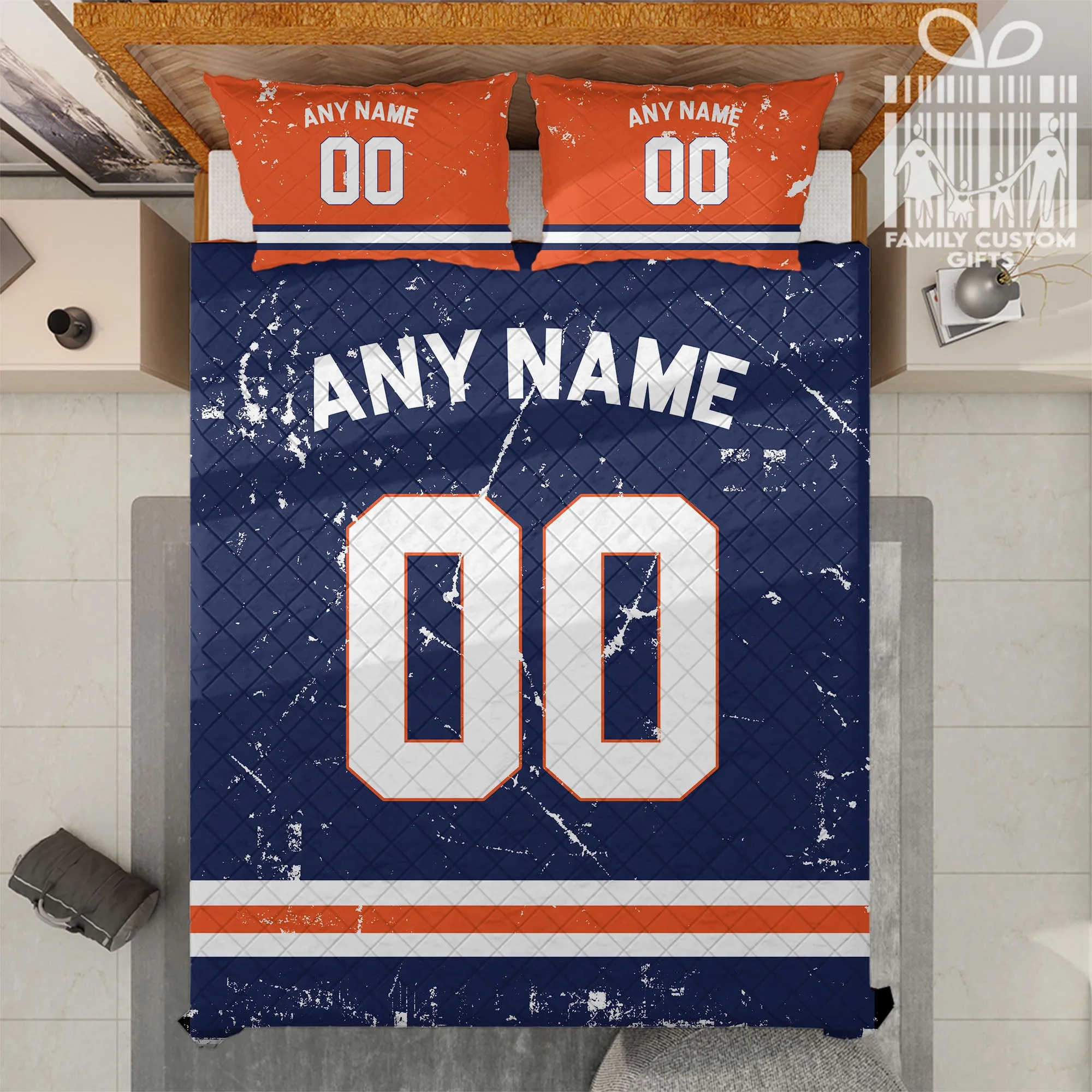 Custom Quilt Sets Denver Jersey Personalized Football Premium Quilt Bedding for Men Women