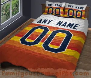 Custom Quilt Sets Houston Jersey Personalized Baseball Premium Quilt Bedding for Boys Girls Men Women