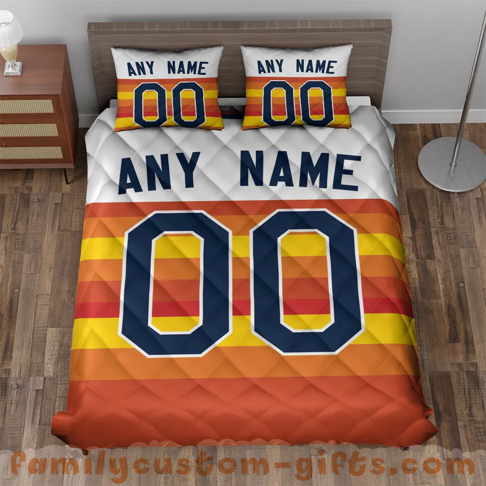 Custom Quilt Sets Houston Jersey Personalized Baseball Premium Quilt Bedding for Boys Girls Men Women
