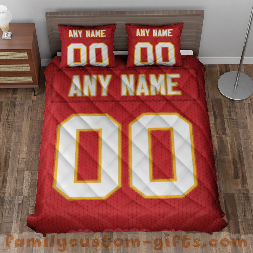 Custom Quilt Sets Kansas City Jersey Personalized Football Premium Quilt Bedding for Men Women