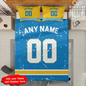 Custom Quilt Sets Los Angeles Jersey Personalized Football Premium Quilt Bedding for Men Women