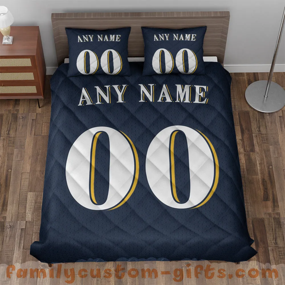 Custom Quilt Sets Milwaukee Jersey Personalized Baseball Premium Quilt Bedding for Men Women