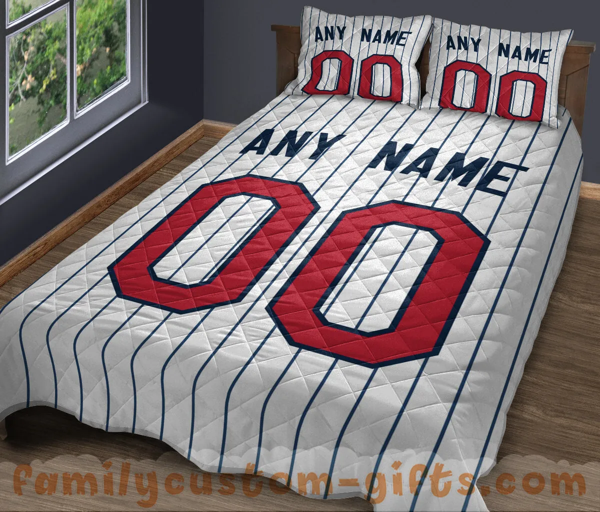 Custom Quilt Sets Minnesota Jersey Personalized Baseball Premium Quilt Bedding for Boys Girls Men Women