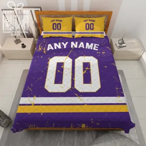 Custom Quilt Sets Minnesota Jersey Personalized Football Premium Quilt Bedding for Men Women