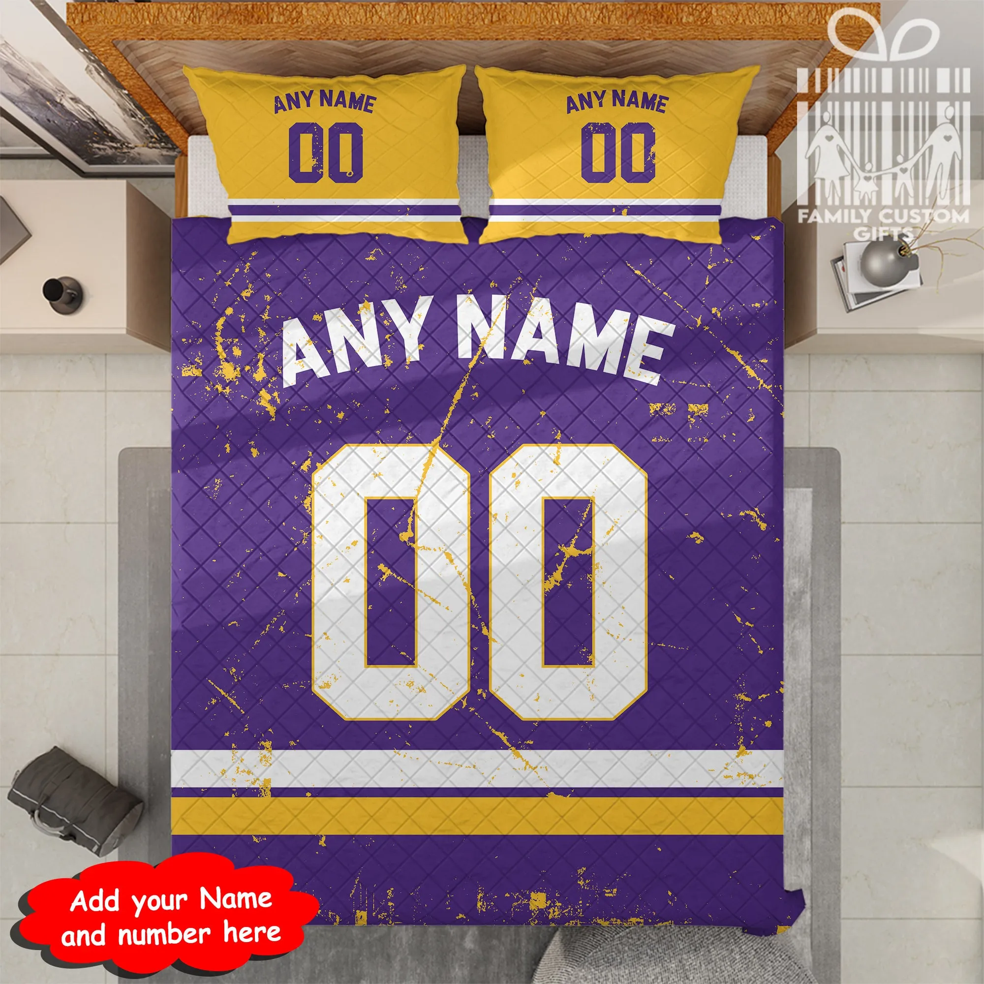 Custom Quilt Sets Minnesota Jersey Personalized Football Premium Quilt Bedding for Men Women