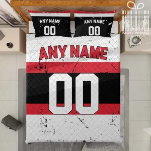 Custom Quilt Sets Ottawa Jersey Personalized Ice hockey Premium Quilt Bedding for Men Women