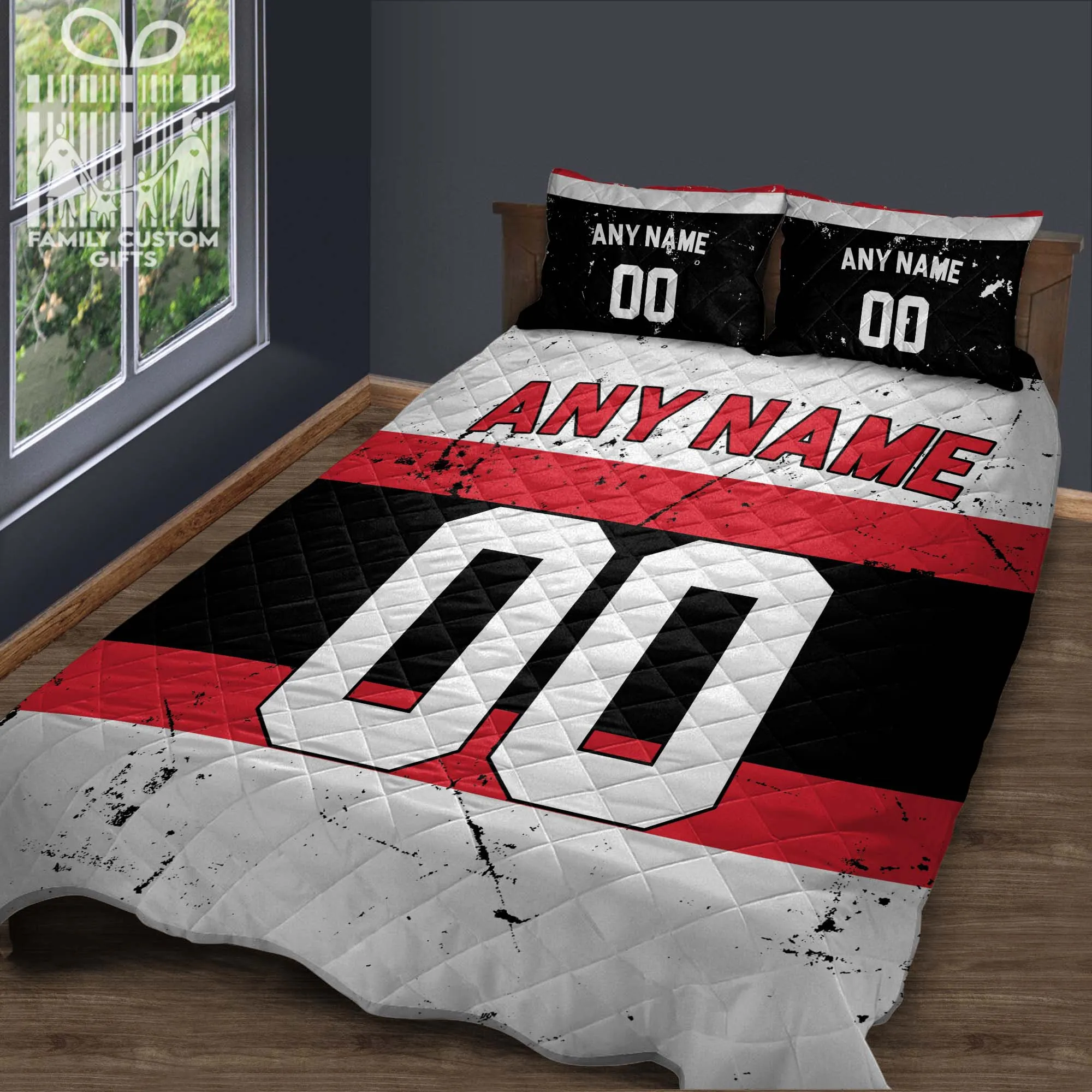 Custom Quilt Sets Ottawa Jersey Personalized Ice hockey Premium Quilt Bedding for Men Women