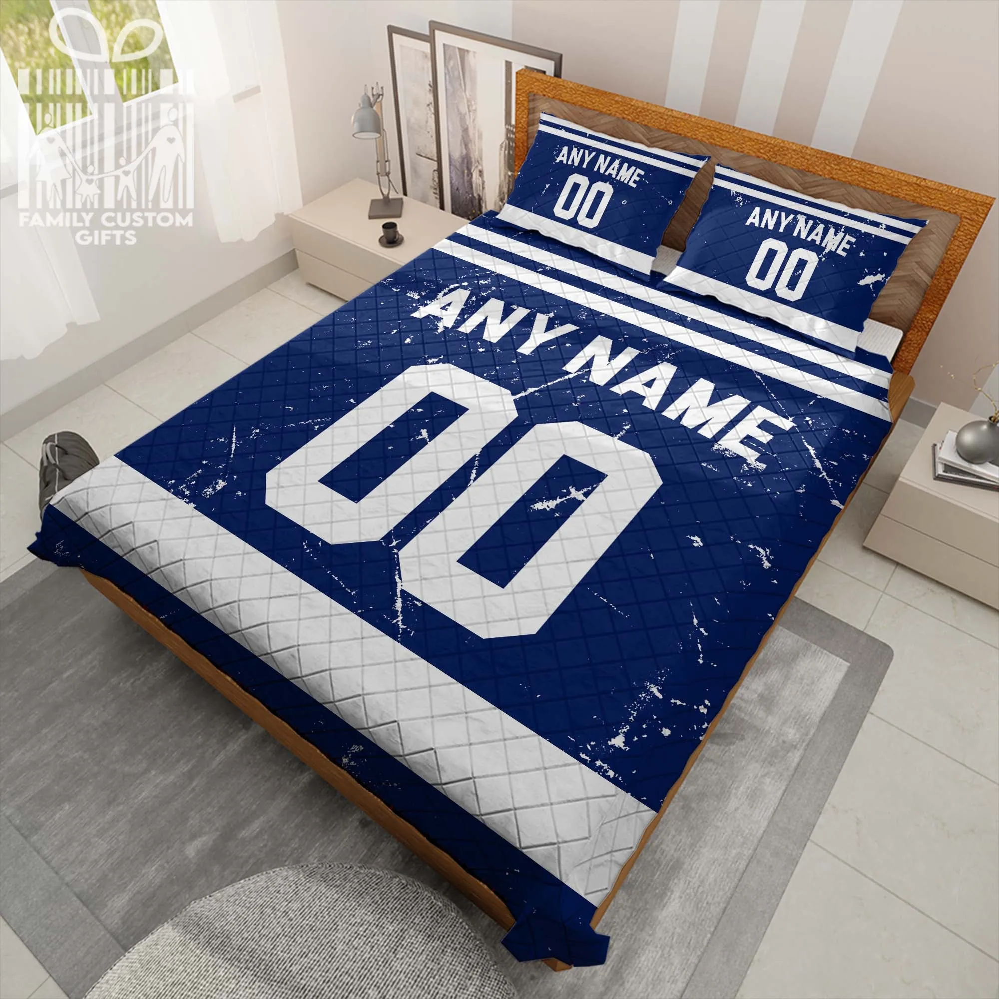Custom Quilt Sets Toronto Jersey Personalized Ice hockey Premium Quilt Bedding for Men Women