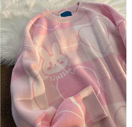 Cute Love Rabbit Pattern Loose Sweater