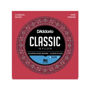 D'Addario EJ27H Student Nylon Classical Guitar Strings, Hard Tension, Clear/Silverplated Wound