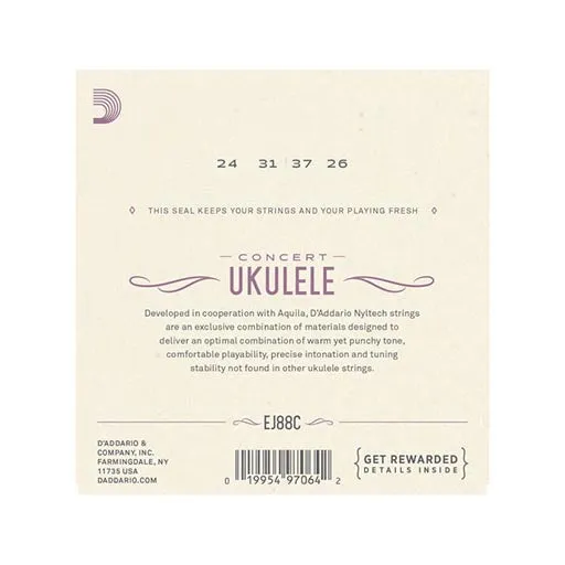 D'Addario EJ88C Nyltech Ukulele Strings, Concert