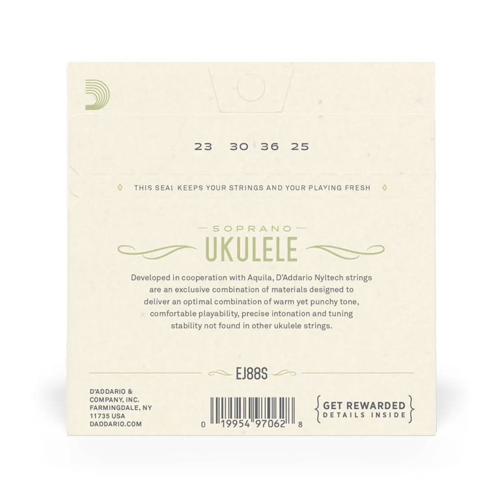 D'Addario EJ88S Nyltech Ukulele Strings, Soprano