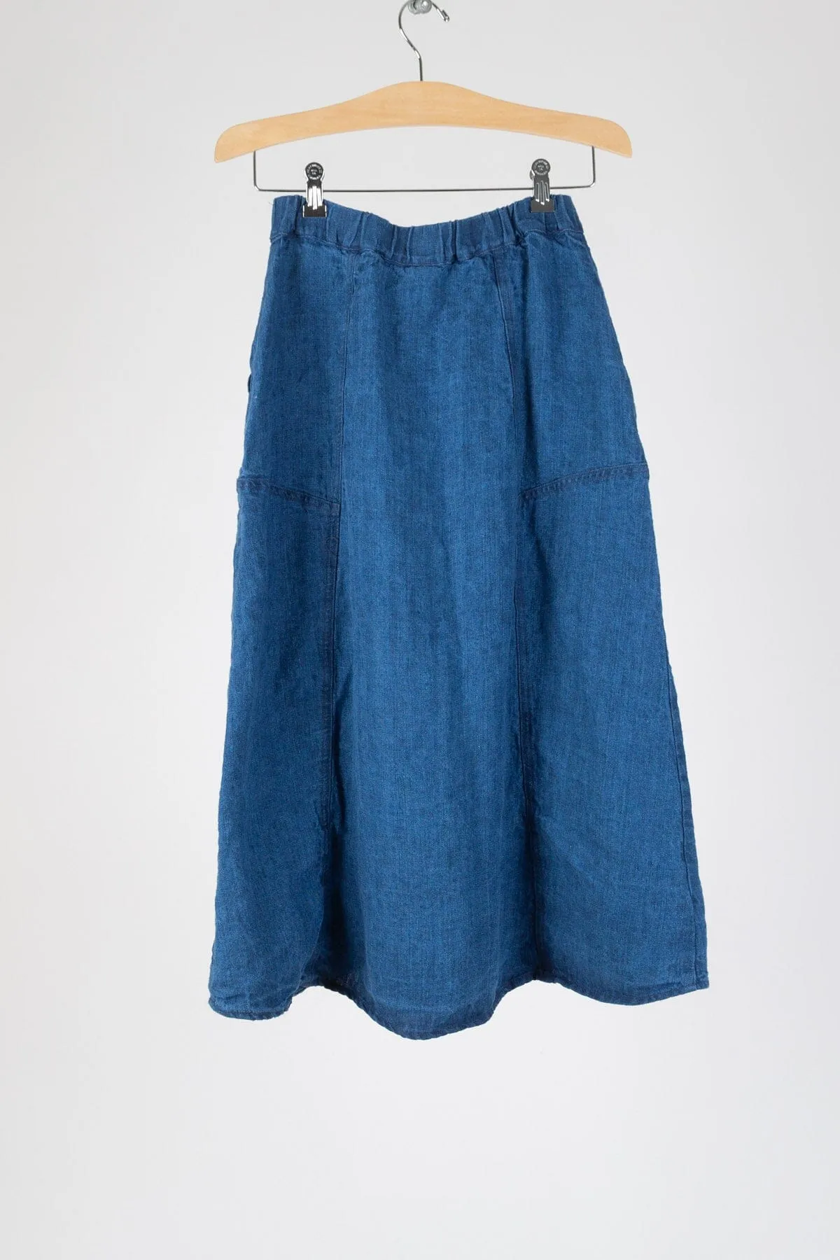 Dale Button Up Skirt in Indigo