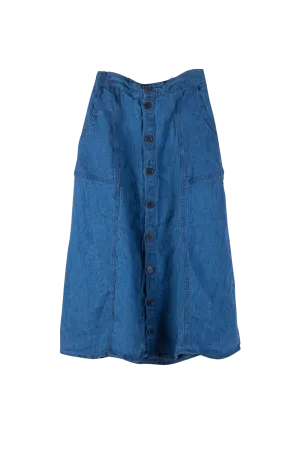 Dale Button Up Skirt in Indigo