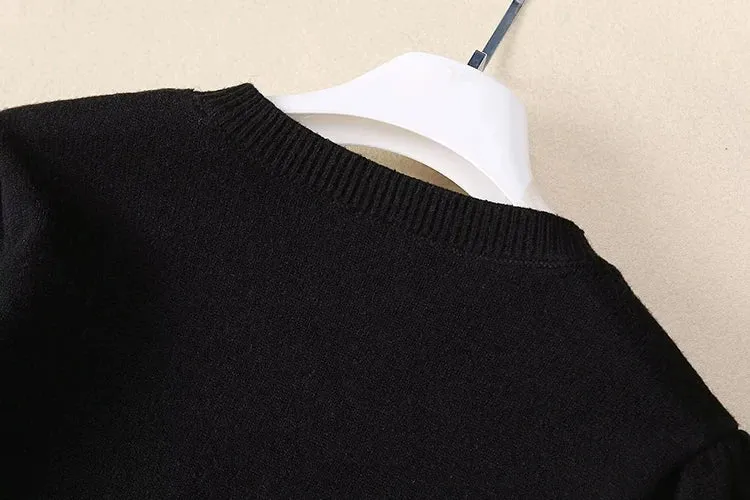 Diara Short Sleeves Knitted Top Sashes Mesh Skirt High Street Two Piece Set