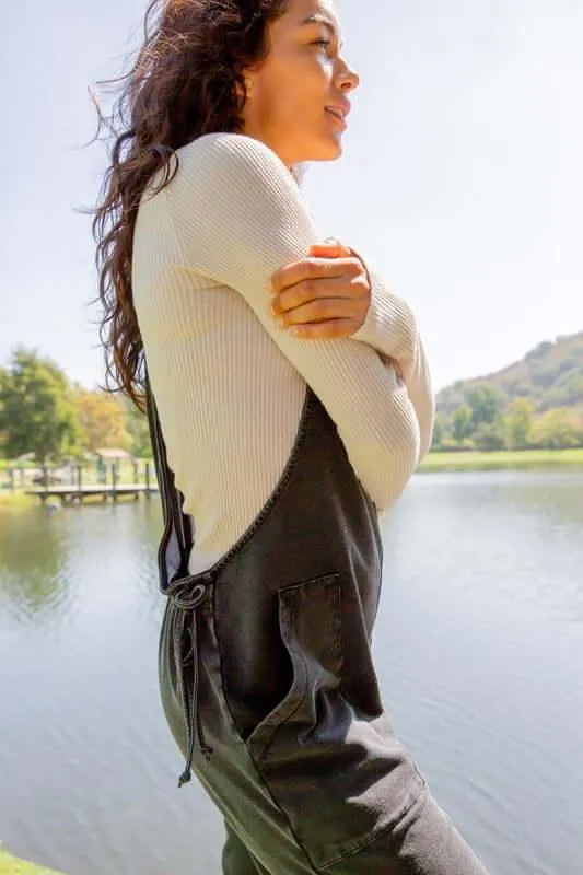 Drawstring Spaghetti Strap Overalls with Pockets