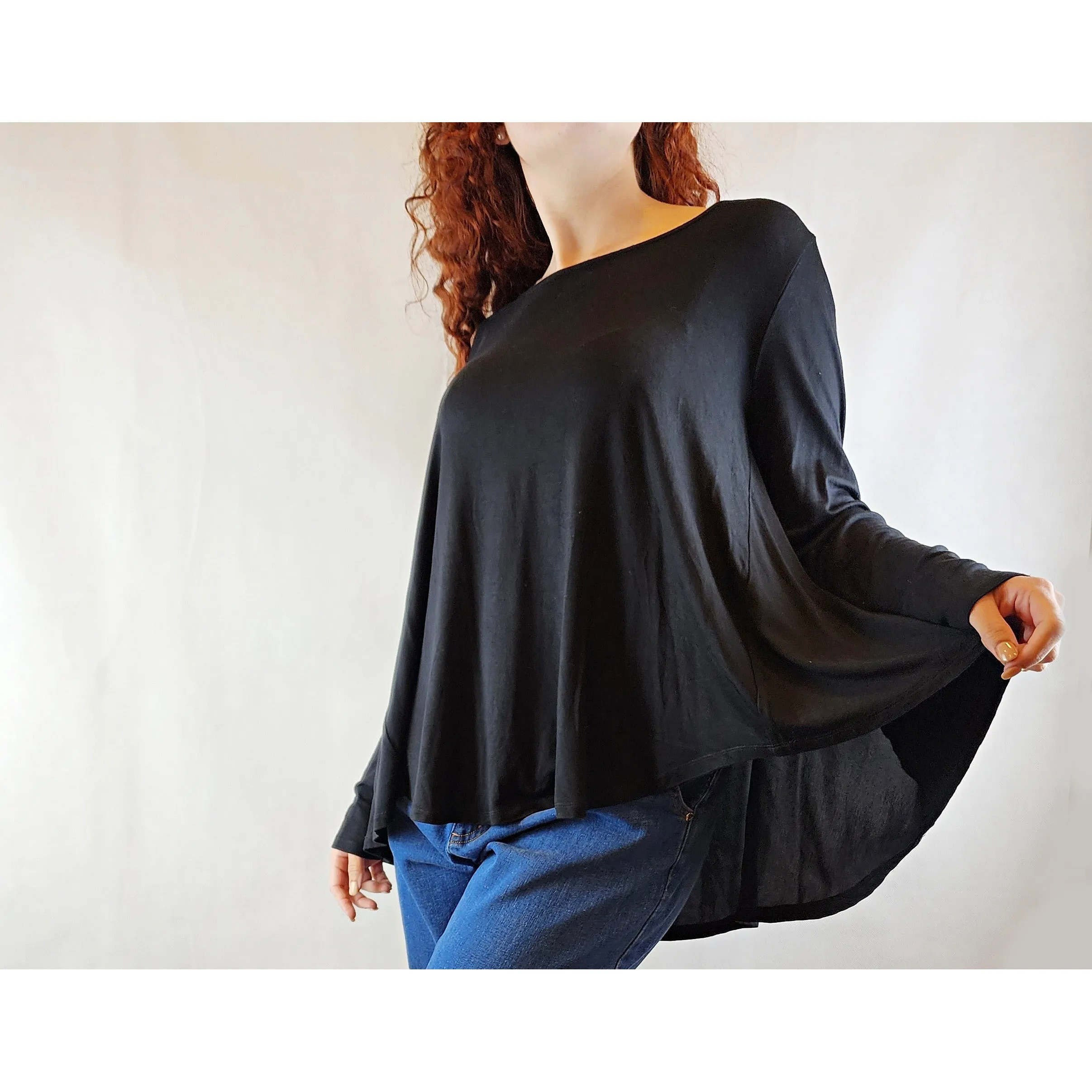 Elk black long sleeve oversize top size S (best fits size 10)