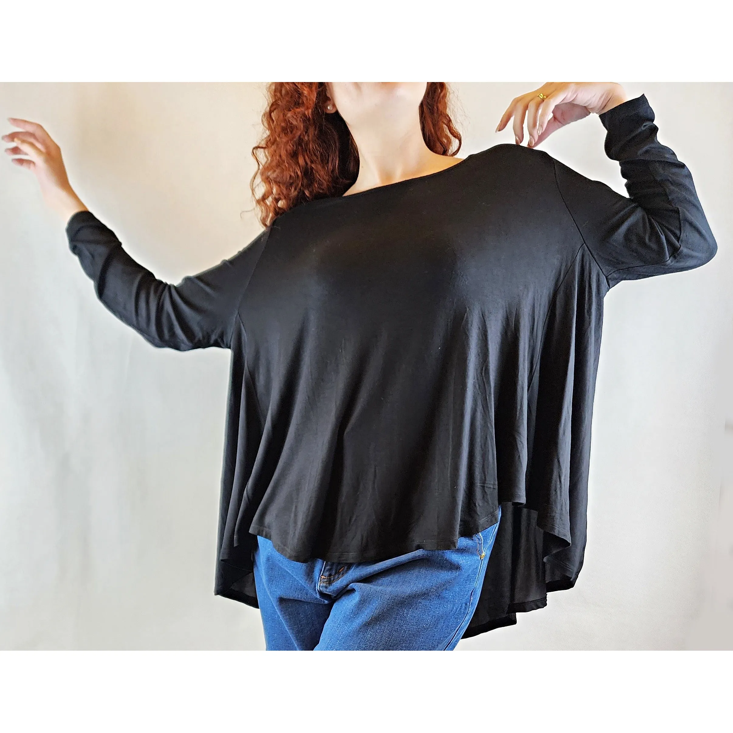 Elk black long sleeve oversize top size S (best fits size 10)