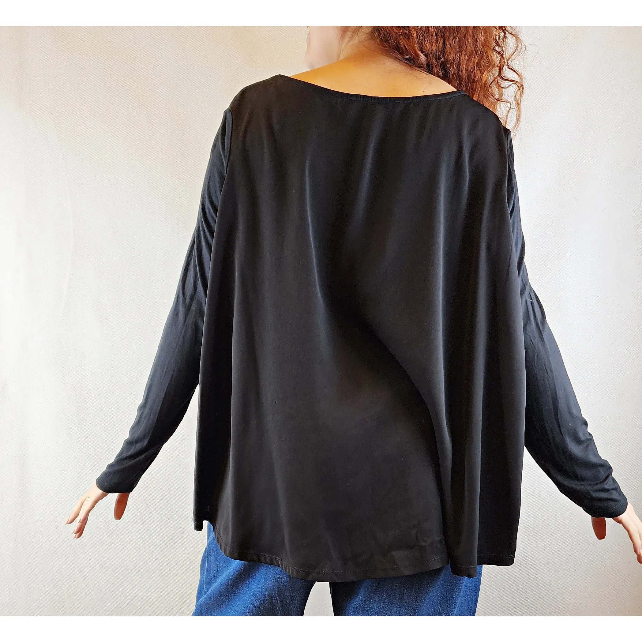 Elk black long sleeve oversize top size S (best fits size 10)